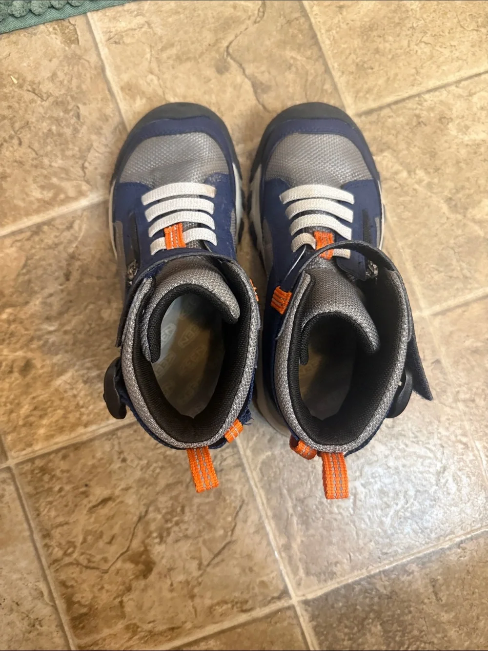KEEN Kids Navy, Gray and Orange Zip-Front Outdoor Boots